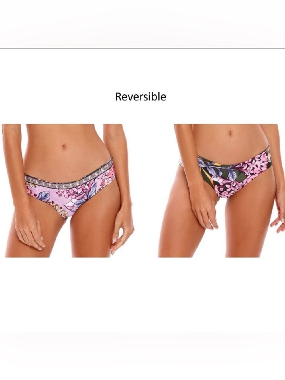 Agua Bendita Zoe Suki reversible bikini bottom swim green purple floral new 3X
